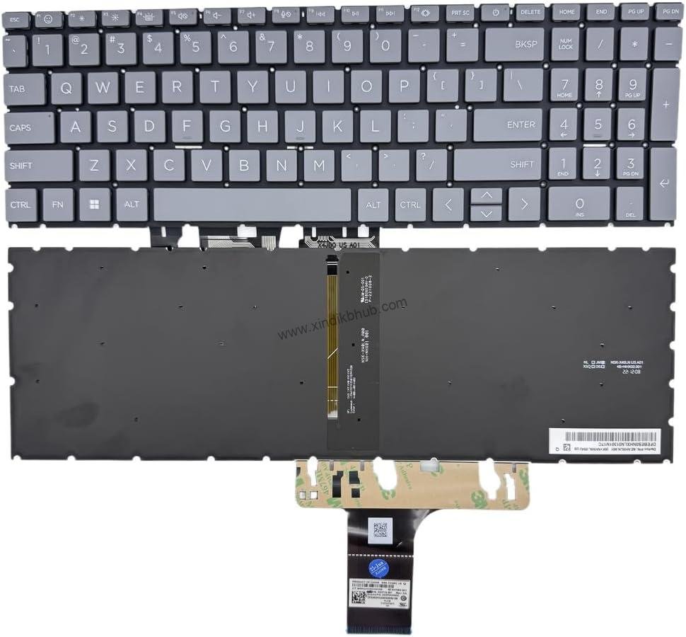 610UZnK6bFL._AC_SL1000_.jpg US Backlit Laptop Replacement Keyboard for HP 17-CN0053CL 17-CN1053CL 17-CN0023DX 17-CP 17Z-CP 17-CP0035CL 17-CP0025CL 17-CP0097NR Gray (with Backlit) - Image 1