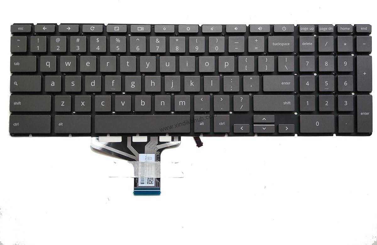 61No0C8h3KL._AC_SL1200_.jpg US Backlit Laptop Replacement Keyboard for HP Chromebook 15-DE 15-DE0010NR 15-DE0021CL L54816-001 Gray - Image 1