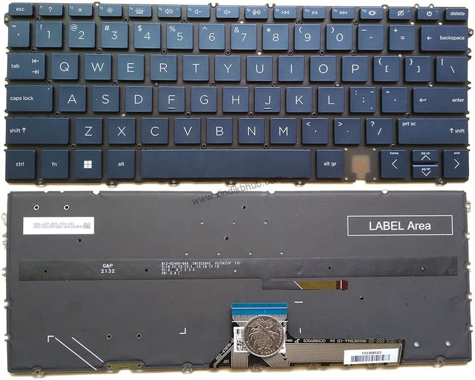 61qoMaMvKL._AC_SL1000_.jpg US Backlit Laptop Replacement Keyboard for HP Spectre 14-EF 14-EF0008CA 14-EF0013DX 14-EF2013DX 14-ef1047nr 14-ef0068tu 14-ef0013dx TPN-C155 Blue - Image 1