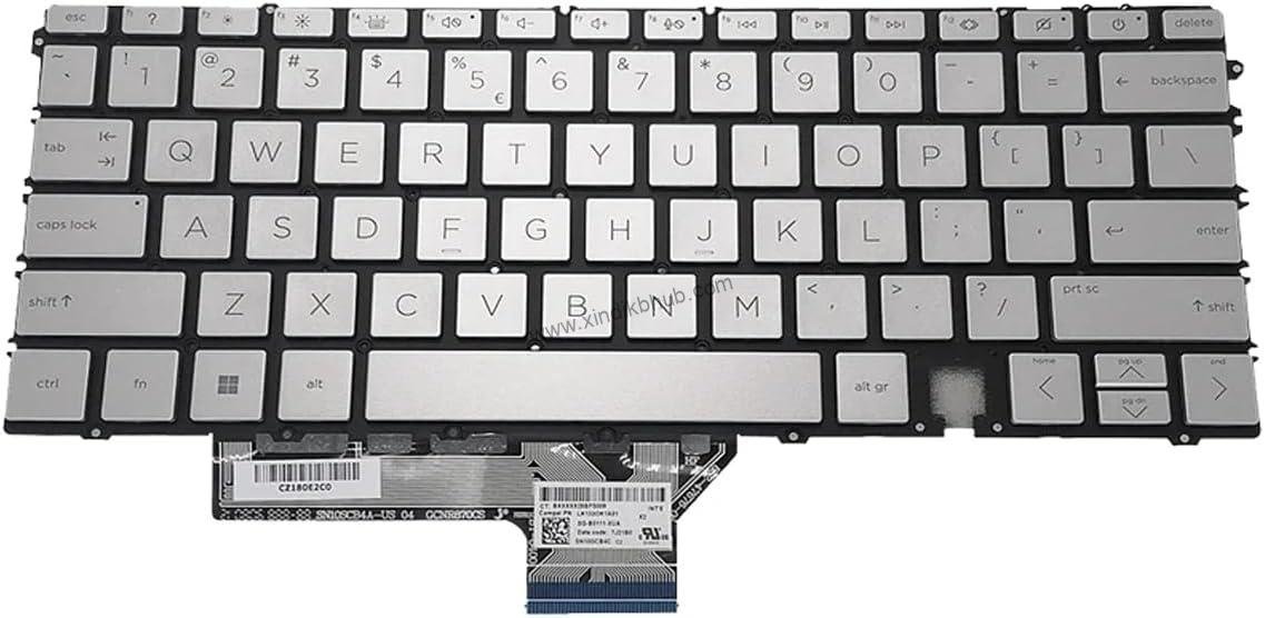 61sMsVn1PL._AC_SL1200_.jpg US Backlit Laptop Replacement Keyboard for HP Spectre x360 14-ef1047nr 14-ef0068tu 14-ef0013dx 14-EF0008CA TPN-C155 SN10SCB4C SN10SCB4D Silver - Image 1