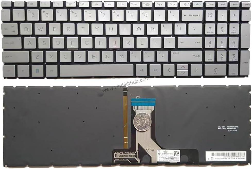 61xQJz0N4IL._AC_SL1000_.jpg US Keyboard Backlit Keyboard for HP Pavilion 15T-EG 15-EH 15Z-EH 15Z-EH 17-CN 17S-CU 470 G8 TPN-L140 17-CP 17Z-CP TPN-Q245 Silver - Image 1