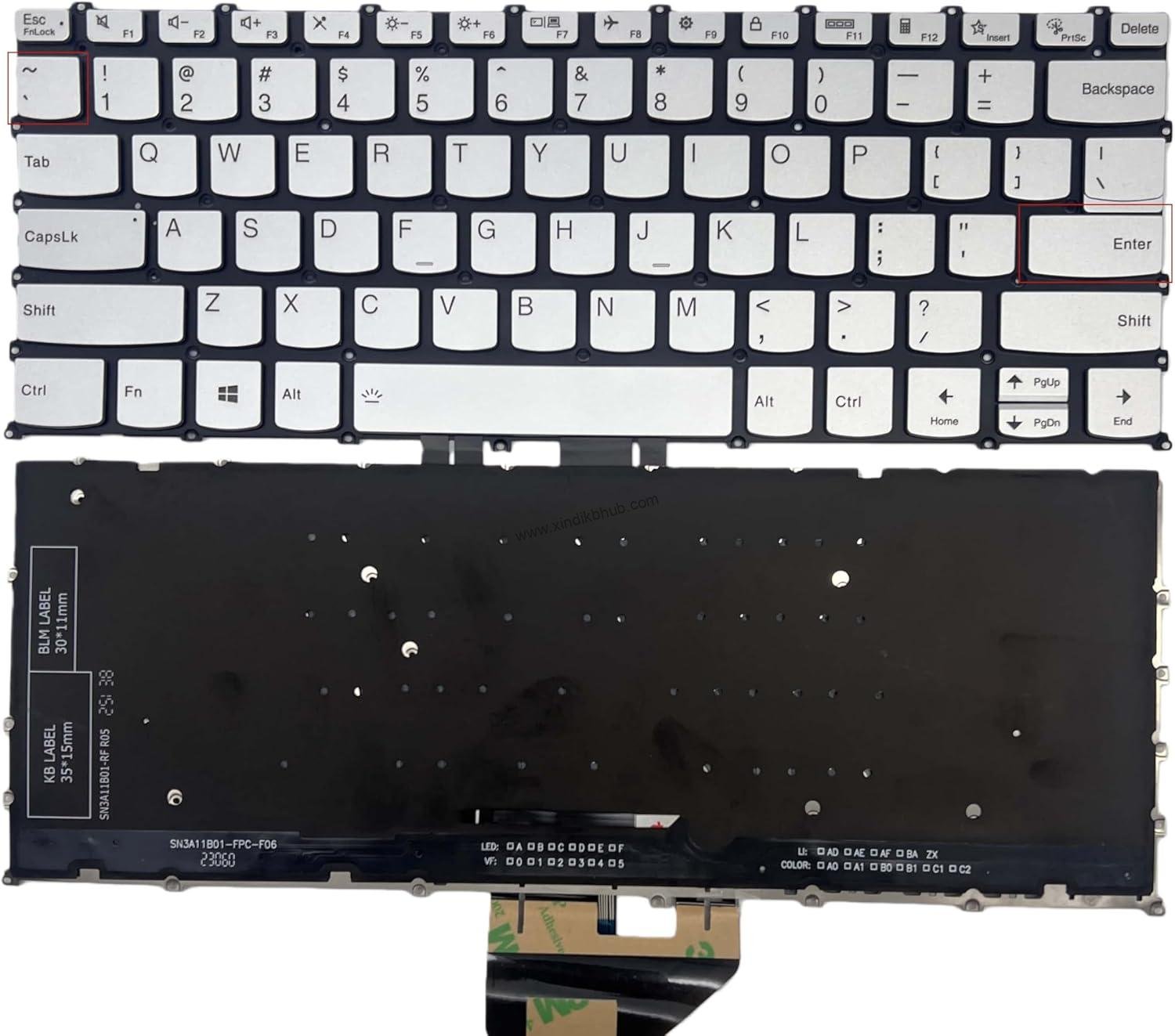 711yQFwRYXL._AC_SL1500_.jpg US Backlit Laptop Replacement Keyboard for Lenovo XiaoXin Air 14 IAP8/IAH8/IRP8 Pro 14 IRH8/LRL8/ARH8 Yoga Slim 7 2023 X7-14 IRHA -with Backlight (Silvery) - Image 1
