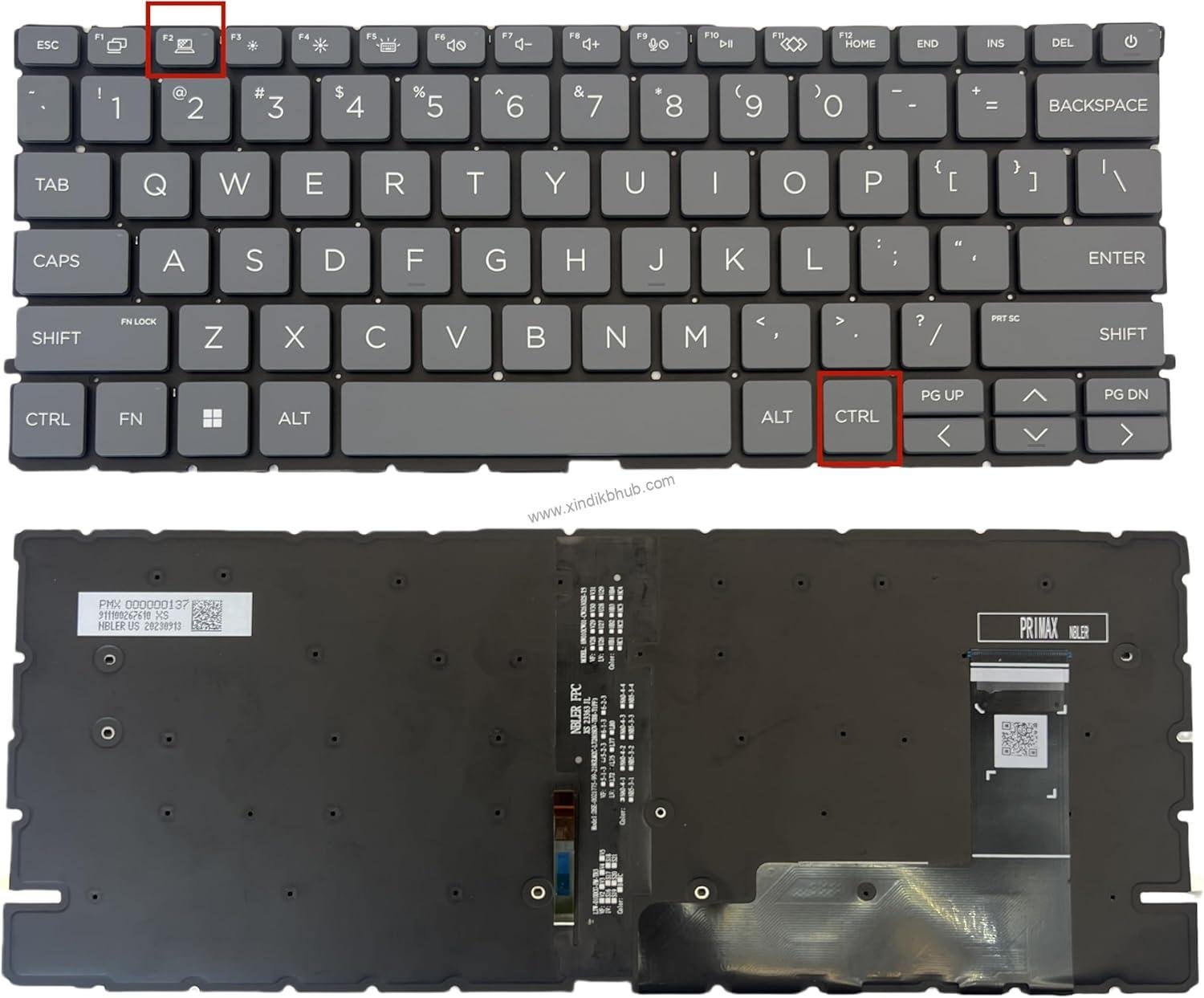 715USo5r2L._AC_SL1500_.jpg XINDIKBHU US Laptop Replacement Keyboard for HP ProBook 440 G11.445 G11.445R G11.EliteBook 640 G11.645 G11.645R G11 - Gray (with Backlit) F2 with Computer icon No AI Key - Image 1