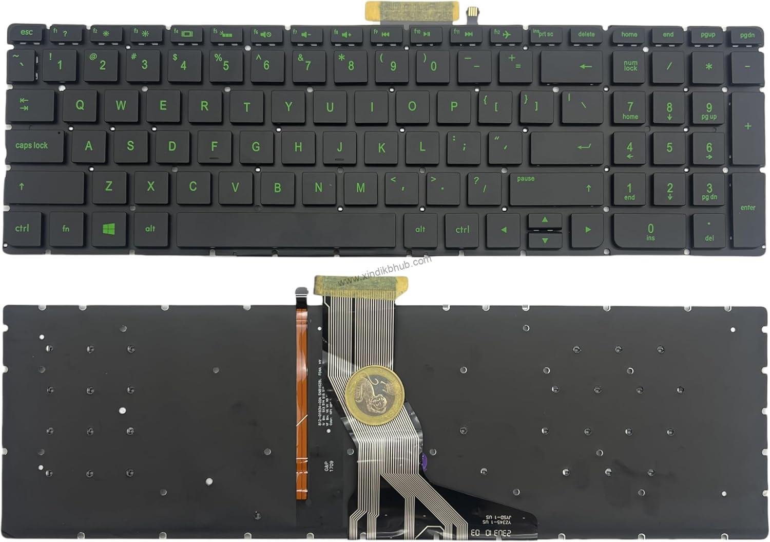 71J8xApVaoL._AC_SL1500_.jpg US Layout Laptop Replacement Keyboard for HP Pavilion 15-AB 15-AB000 15-AB100 15-AB200 15-AB500-with Backlight (Green Letters) - Image 1