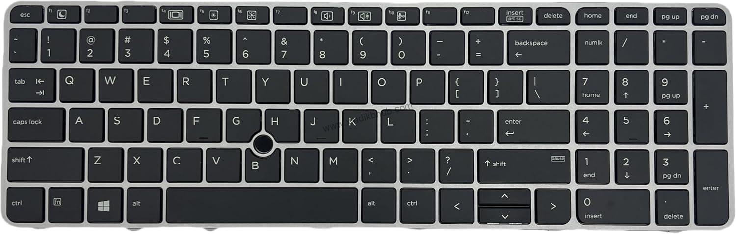 71V0D4yDlvL._AC_SL1500_.jpg XINDIKBHU US Laptop Keyboard for HP EliteBook 755 G3 850 G3 850 G4 ZBook 15u G3 G4 with Silver Frame -Black (No Backlight) - Image 1