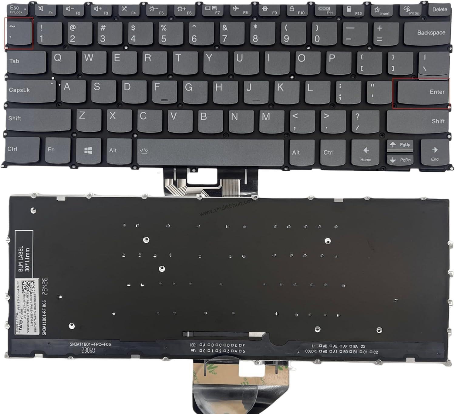 71ewoV4bsKL._AC_SL1500_.jpg US Backlit Laptop Replacement Keyboard for Lenovo XiaoXin Air 14 IAP8/IAH8/IRP8 Pro 14 IRH8/LRL8/ARH8 Yoga Slim 7 2023 X7-14 IRHA -with Backlight (Gray) - Image 1