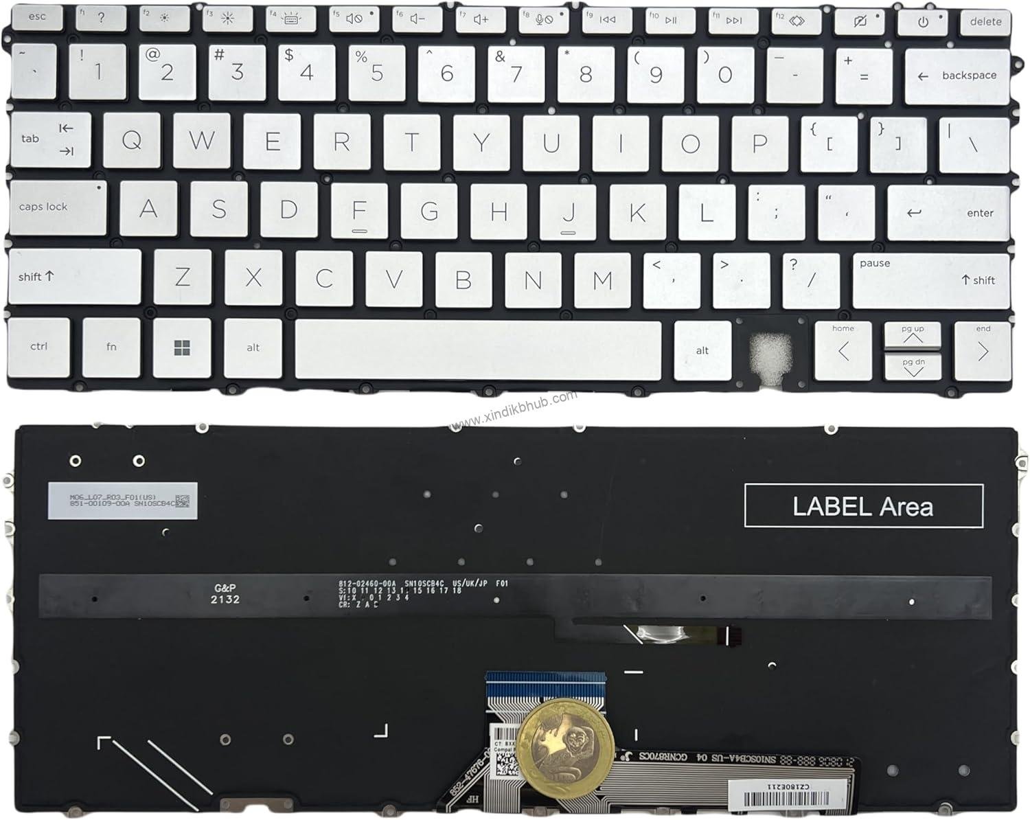 71vHseXd9SL._AC_SL1500_.jpg US Backlit Laptop Replacement Keyboard for HP Spectre 14-EF 14-EF0008CA 14-EF0013DX 14-EF2013DX 14-ef1047nr 14-ef0068tu 14-ef0013dx TPN-C155 -Silver - Image 1