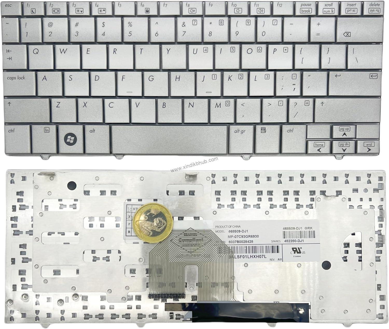 81HQ9lhYIzL._AC_SL1500_.jpg US Replacement Keyboard for HP Mini Note 2133 2140 468509-DJ1 NSK-HB00L 482280-DJ1 No Backlight -Silver - Image 1