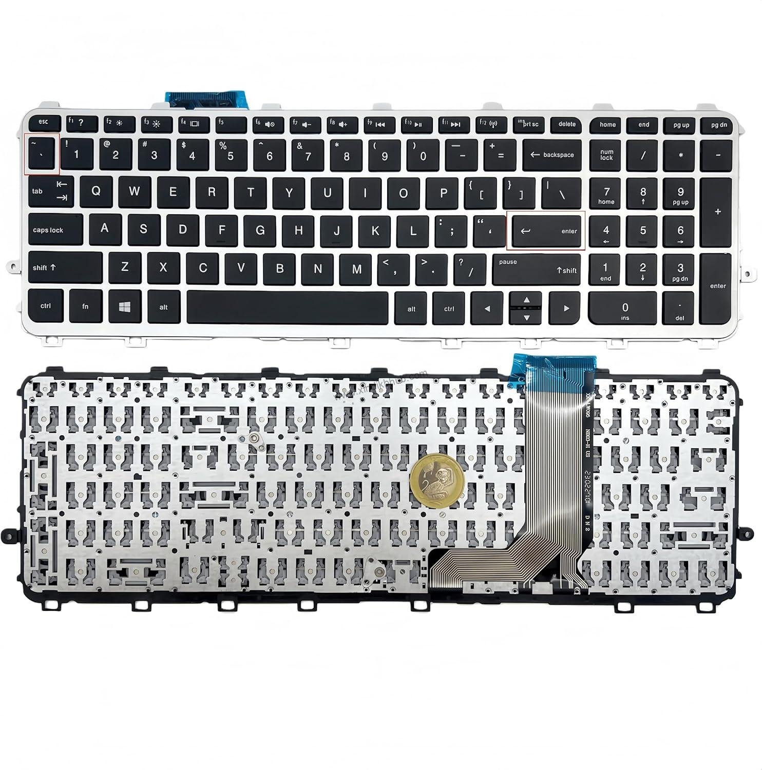81M2iypCLeL._AC_SL1500_.jpg Laptop Replacement US Keyboard for HP Envy 15-J 15-Q 15T-J 15Z-J 17-J 17T-J M6-N M7-J TPN-I110 Layout -No Backlight (Silvery Frame) - Image 1