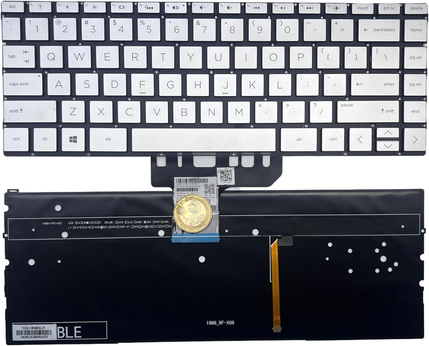 81OBmduz6wL._AC_SL1500_.jpg US Backlit Laptop Replacement Keyboard for HP Spectre 13-ap 13-ap000 13t-ap000 Series -with Backlight (Silvery) - Image 1