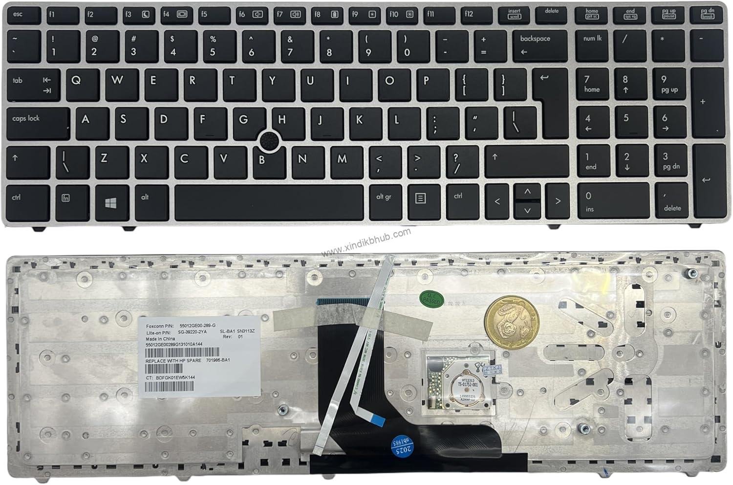 81RcREilFlL._AC_SL1500_.jpg XINDIKBHU US Laptop Keyboard for HP Elitebook 8560P 8570P -with Pointer/Silver Frame(Black) - Image 1