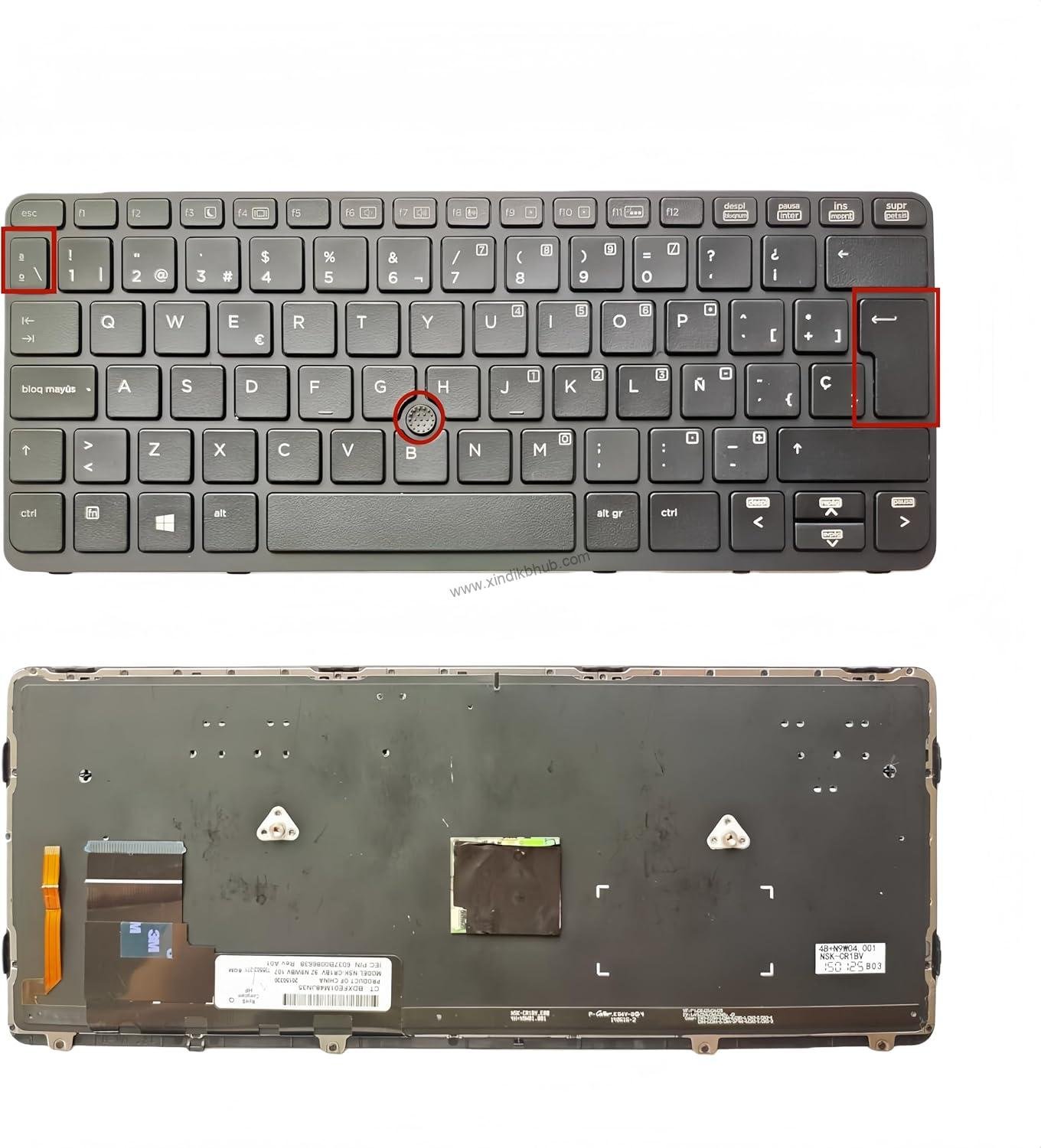 81r7-XCEODL._AC_SL1500_.jpg Teclado de portátil Diseño en español para HP EliteBook 820 G1/820 G2/720 G1/720 G2/725 G1/725 G2/828 G1/828 G2 con retroiluminación/con Instrucciones/Marco Negro -Negro - Image 1