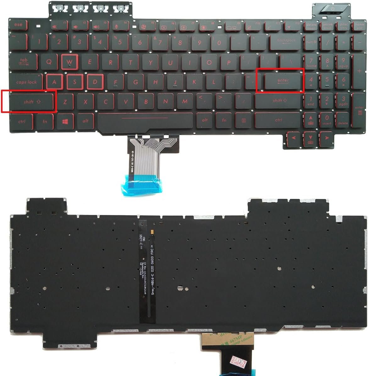 61J01saTOPL._AC_SL1200_.jpg XINDIKBHUB US Replacement Laptop Keyboard for Asus TUF Gaming FX504G FX504GD FX504GE FX80 FX504 FX80G Red Backlit - Image 1