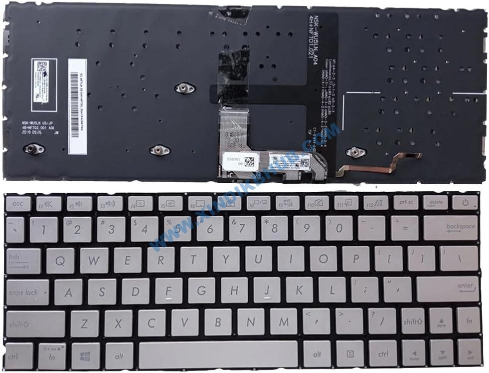 61MF9rjyueL._AC_SL1000_.jpg XINDIKBHUB US Backlit Laptop Replacement Keyboard for ASUS 13 UX334 UX334FA UX334FAC UX334FL UX334FLC UX334U U334U UX334A Silver with Backlit - Image 1