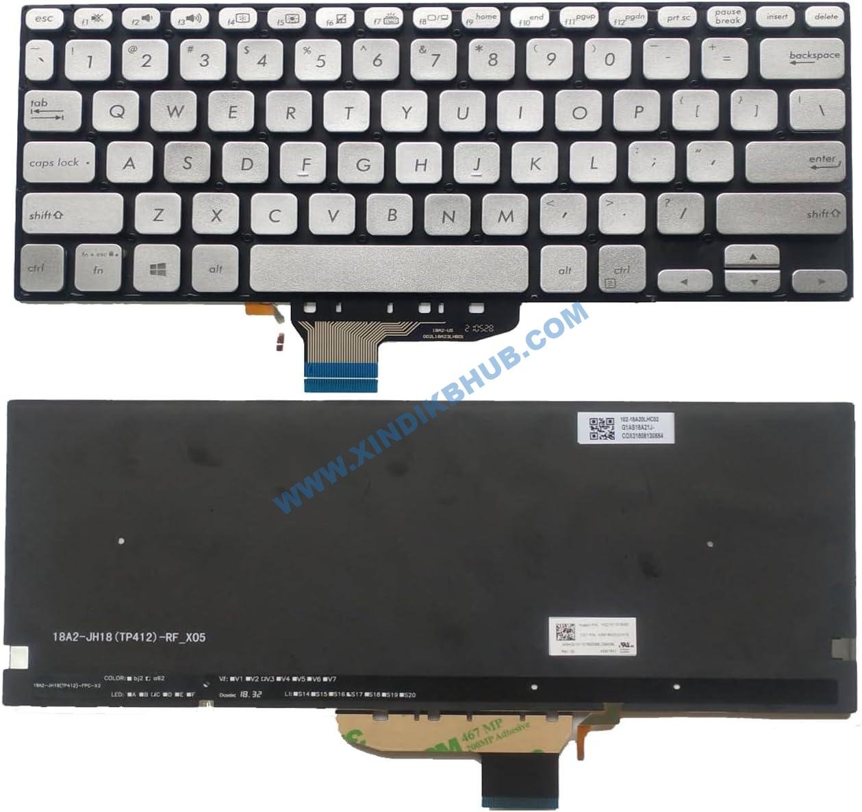 61eifZB3o9L._AC_SL1280_.jpg XINDIKBHUB US English Backlit Laptop Keyboard for ASUS VivoBook Flip TP412 TP412U TP412UA TP412F TP412FA Silver - Image 1