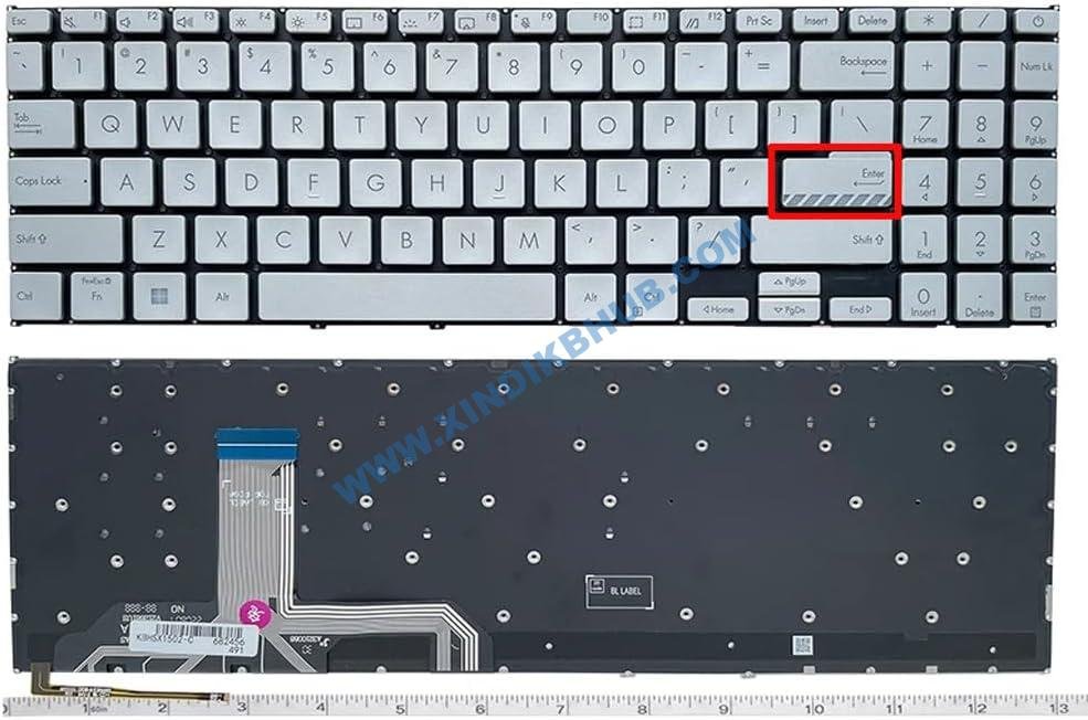 61m-XALCqjL._AC_SL1000_.jpg XINDIKBHUB US Backlit Laptop Replacement Keyboard for Asus Vivobook 15 X1502 X1502ZA M1502 X1503 M1503QA X1504 Pro16 X1603Z M1603 X1605 Silver - Image 1