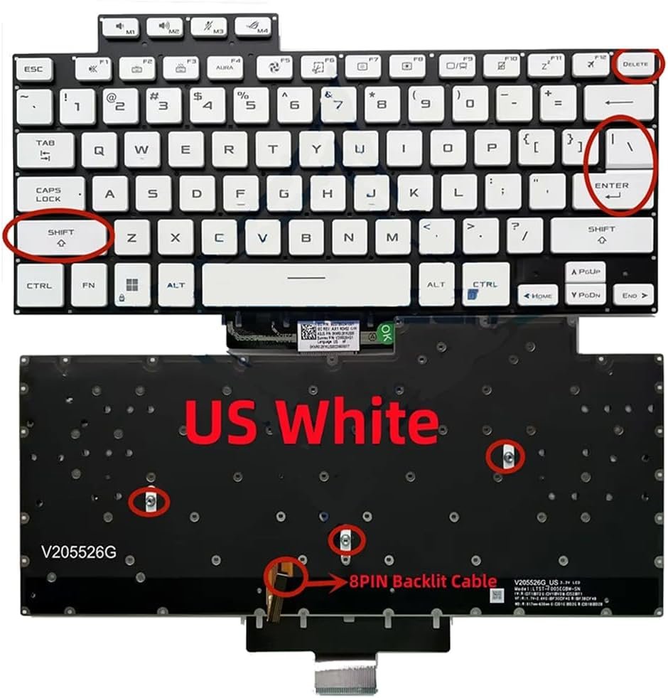 61uUyFur7jL._AC_SL1000_.jpg XINDIKBHUB US Backlit Laptop Replacement Keyboard for ASUS ROG 15 G15 GA503 A503Q GA503QR GA503QS GA503QM 16 G16 GU603 GU603HM 2021 Keyboard White Color - Image 1