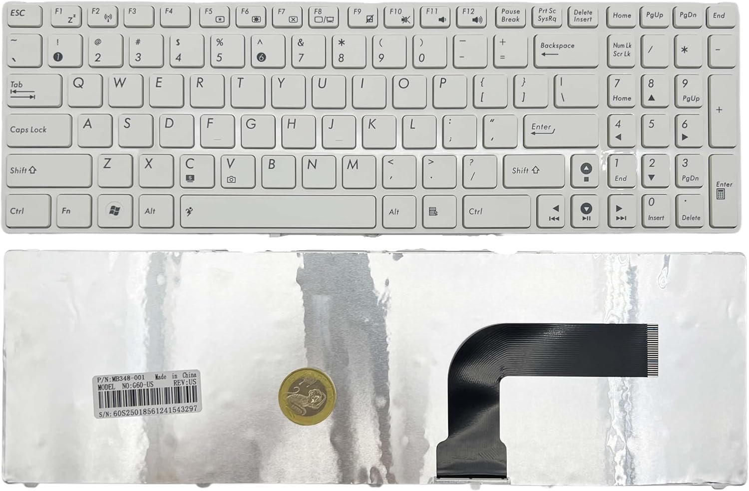 713Dj0GyJbL._AC_SL1500_.jpg XINDIKBHUB US Notebook Replacement Keyboard for ASUS G60 K52 K52J K52JK K52JR K52F K72 K72F K72J K72JK -No Backlit (White) - Image 1