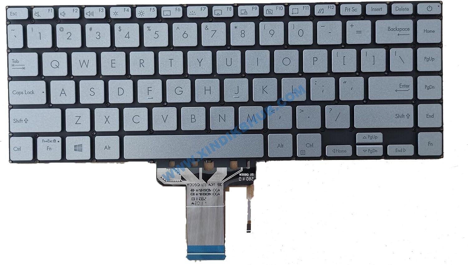 713mOTduuDL._AC_SL1500_.jpg XINDIKBHUB US Laptop Replacement Keyboard for Asus UX434I UX434IQ UM434I UM434IQ UM433IQ Silver with Backlit - Image 1