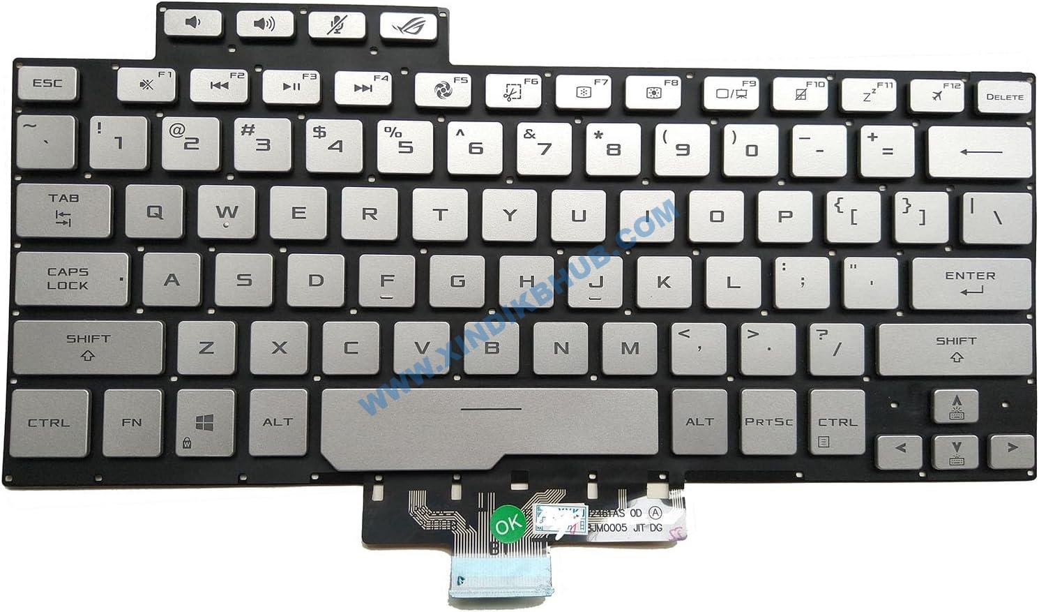 71BFGx585qL._AC_SL1500_.jpg XINDIKBHUB US Backlit Laptop Keyboard for ASUS ROG Zephyrus G14 GA401 GA401U GA401QC GA401QE GA401QH GA401QM GA401IHR 2020 Version Silver - Image 1