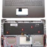 Replacement Keyboard for Asus Notebook N501VW with Palmrest Upper with Speaker Backlit US Layout Silver