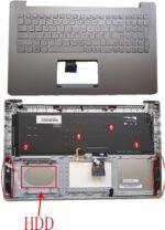Replacement Keyboard for Asus Notebook N501VW with Palmrest Upper with Speaker Backlit US Layout Silver