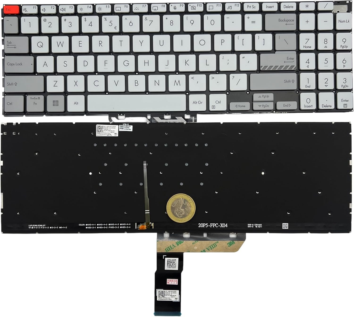 71CYsr34isL._AC_SL1500_.jpg XINDIKBHUB Laptop Replacement US Keyboard for ASUS M3500 M7600 M6500 K6500 K3500 K3502 X3500 Layout -Grayish-White (with Backlight) - Image 1