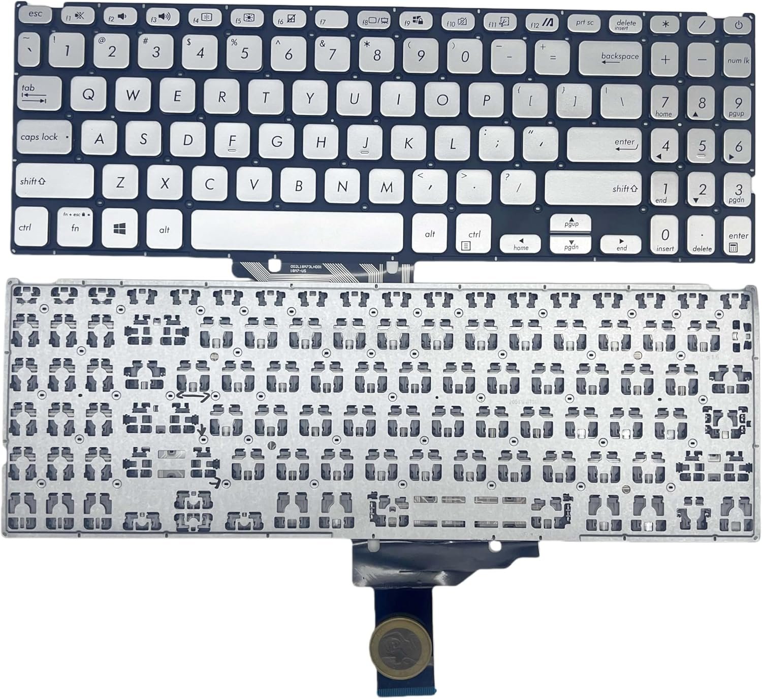 81Phrmwk4L._AC_SL1500_.jpg XINDIKBHUB Laptop Replacement US Keyboard for Asus X509 X509FA X509FB X509FJ X509FL X509MA X509UA X509UB Layout -No Backlight (Silvery) - Image 1