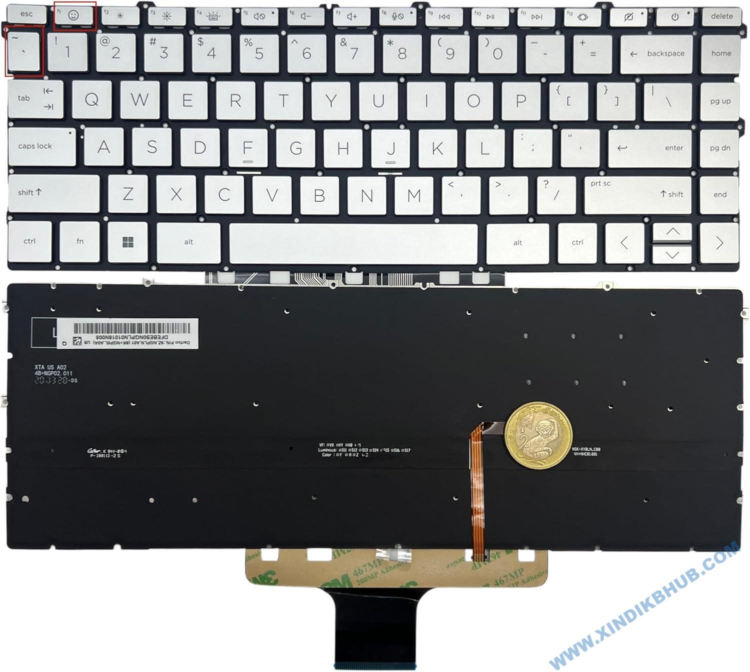 71oH8ri-efL._AC_SL1500_.jpg US Layout Backlit Laptop for HP Pavilion 14-EK 14T-EK 14-EK0023DX 14-EK1501SA 14-EP 14-EP0524SA 14-EM 14T-EP 14T-EM Replacement Keyboard (Silvery) - Image 1