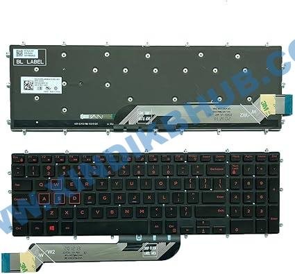 61oz10koe9L._AC_SX425_.jpg US Keyboard Backlit Keyboard for DELL Inspiron 15-7000 7566 7567 7568 7577 5567 7587 7570 7580 7786 5567 3580 3581 3582 3583 Laptop Red Front - Image 1