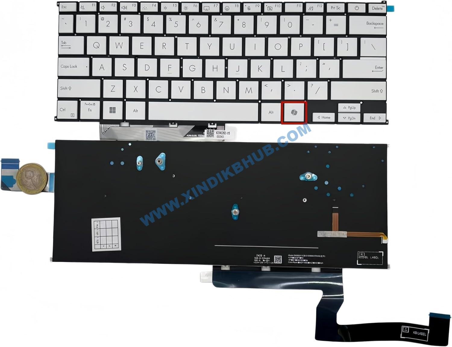71Ifny5NE6L._AC_SL1500_.jpg US Layout Backlit Keyboard for ASUS Zenbook UX5406 UM5606 UX5406SA UM5606WA UM5606KA 0KNB0-261XUS00 Laptop Replacement Keyboard -with AI Key (White) - Image 1