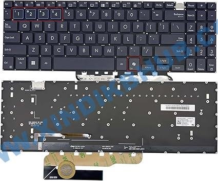 81kJu5vUdGL._AC_SX425_.jpg US Backlit Laptop Replacement Keyboard for ASUS ExpertBook B3 (B3604) B3604CMA B3604CVA B3604CVF Blue keycap/AI Key -with Backlight/Black - Image 1