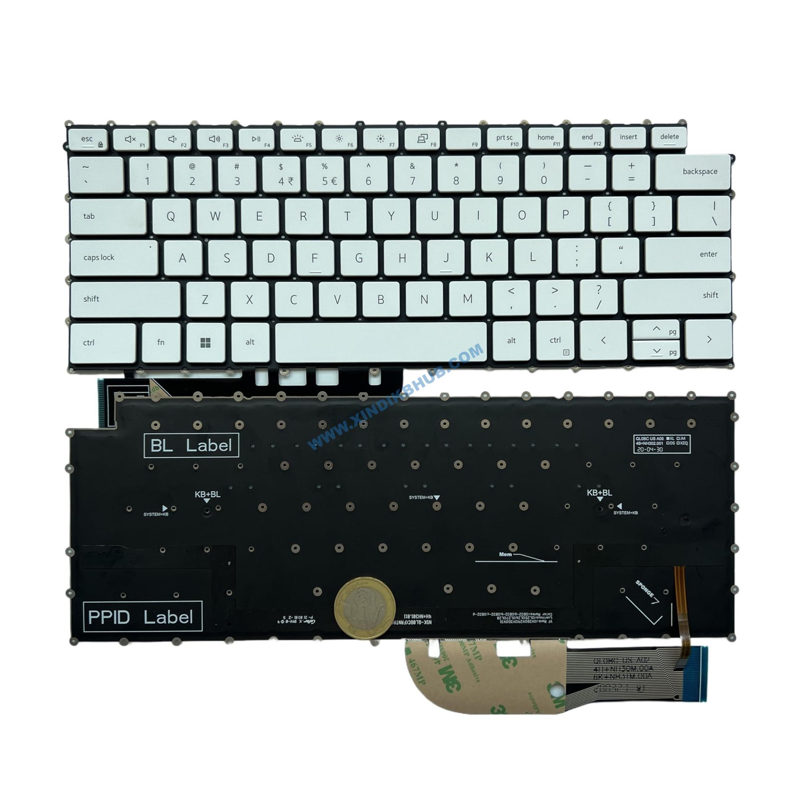 Version 1.0.0 US Backlit Laptop Replacement Keyboard for DELL XPS 15 9500 9510 9520 P91F XPS 17 9700 9710 9720 P92F Precision 5550 5560 5750 5760 0MV93T -White - Image 1