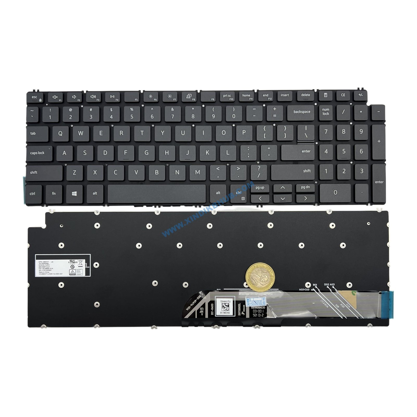 Version 1.0.0 US Laptop Replacement Keyboard for Dell Inspiron 3500 3501 5501 5502 5584 5590 5591 5593 5598 7500 7501 7590 7591 7790 Black/No Backlight - Image 1